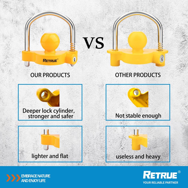 RETRUE Universal Coupler Lock Trailer Locks Ball Hitch Trailer Hitch