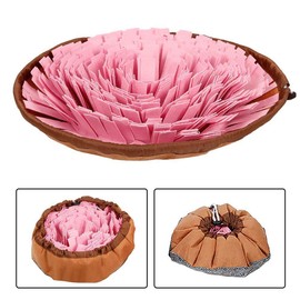 VOANZO Pet Sniffing Feeding Mat Round Dog Training Blanket Washable Dog Foraging Mat Stress Release Pad Pet Sniff Training Mat (pink)
