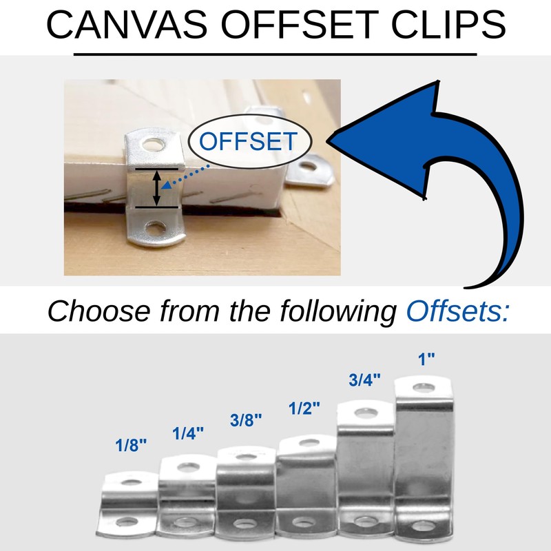 Canvas Clips 8-Pk: (3/8" Offset) or Choose Your Length; Mirror