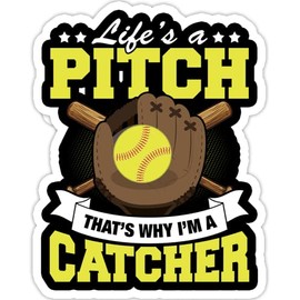 eden tee Softball Catcher Player Team Sport Fielding Gloves Ball- 4x3 Vinyl Stickers, Laptop Decal, Water Bottle Sticker (Set of 3)
