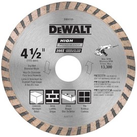 DEWALT DEWALT Diamond Blade for Masonry, Dry Cutting, Continuous Rim, 7/8-Inch Arbor, 4-1/2-Inch (DW4725)