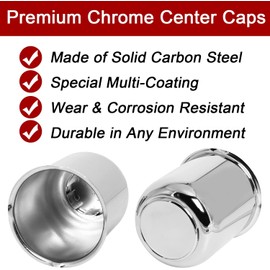 Podoy Push Through Center Caps 3.19" for Trailer Truck RV Wheel Rims, 4 Closed-End Chrome Plated Silver Carbon Steel 3.19-Inch Center Bore Push Thru Wheel Center Caps
