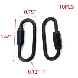 T Tulead Iron Locking Carabiner D-Shape Locking Quick Chain Links Black 37×19mm,Pack of 10