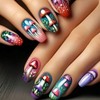 Medium Press on Nails Ballerina Shaped Fake Nails Colorful Gradient