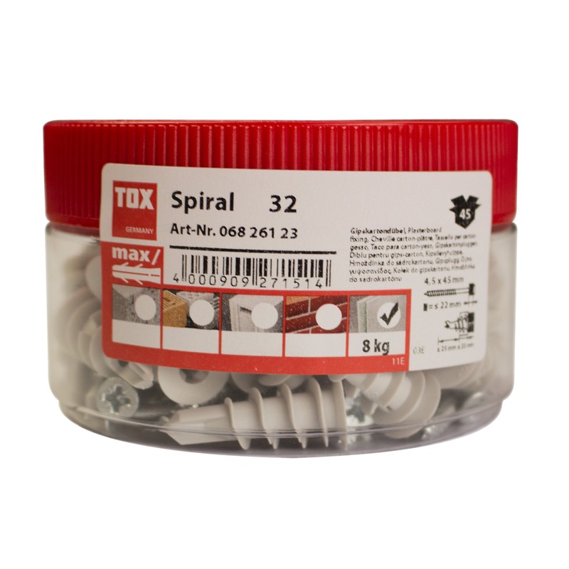 TOX 068101231 Spiral Plasterboard Anchors 32 – mm Round Outlet