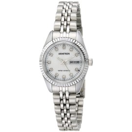 Armitron Women's Genuine Crystal Accented Day/Date Function Bracelet Watch, 75/2475,Silver