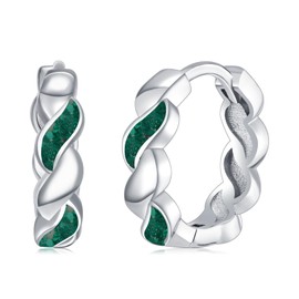 YYmqmq Hoop Earrings for Women 925 Sterling Silver Malachite Earrings Hoop Malachite Jewelry Birthday Gifts for Women Girlfriend Men