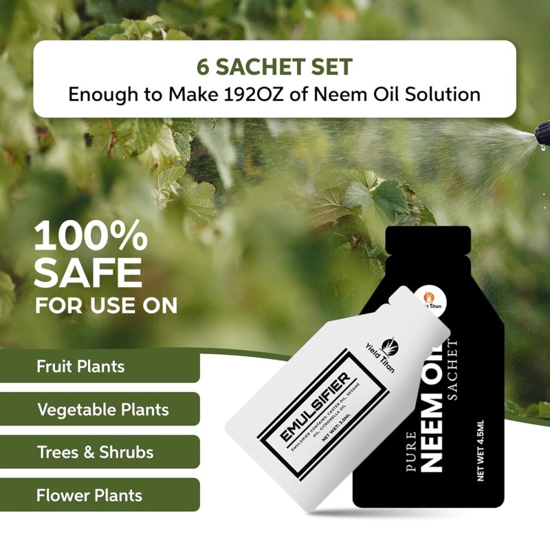 Yield Titan Neem Oil & Emulsifier Sachets (6+6) with Sprayer