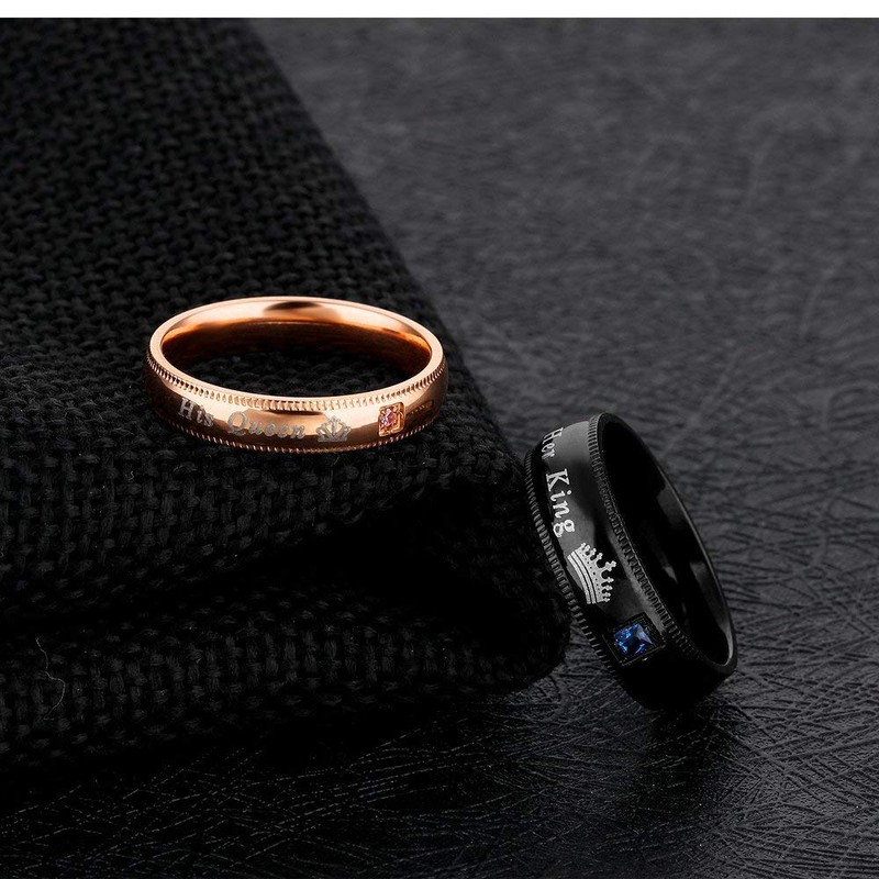 Fashion Ahead 2pcs Matching Set Couple Rings His Queen and