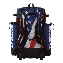 Boombah Superpack Hybrid Rolling Bat Bag - USA Baseball Royal/Red/White - Wheeled & Backpack Version