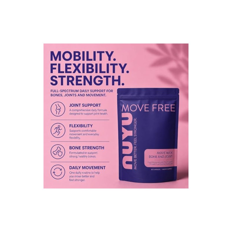 NUYU Move Max Bone & Joint Capsules - Glucosamine Sulphate,