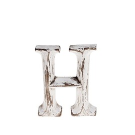 kadoh Wooden Letter H (8 cm) for Standing, Handmade Decorative Wooden Letters in Vintage Look, Shabby Chic (Cream-White Vintage)