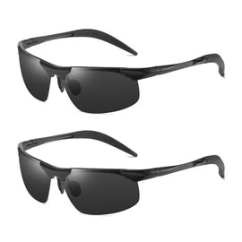 TYFGRT 2 Pack Men's Sunglasses Rectangular Sunglasses Sports Sunglasses Anti-glare Sunglasses Fashion Sunglasses Driving Sunglasses, black