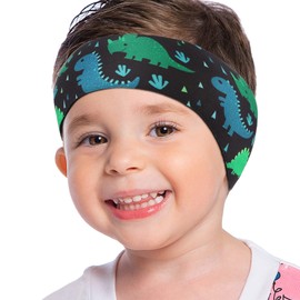 MoKo Swimming Headband for Kids, Cute Swinmmers Headband Ear Band for Kids Keep Water Out Waterproof Ear Protection Band for Bathing Swimming Ear Band for Kids Age 1-3 S Size, Blue Rhino Dinosaur