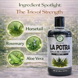 HIGH SUPREME Champú Cola De Caballo (Shampoo Horse Tail Plant) La Potra 500 Ml Con Romero & Sabila(Rosmary & Aloe Vera)