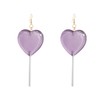 Food Sweet Cute Clear Transparent Heart Candy Resin Lollipop Earrings