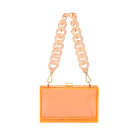 L-COOL Cute Transparent Acrylic Shoulder Bags Clear Crossbody Evening Clutch Purse Handbag With Two Chains For Women (T-Orange)