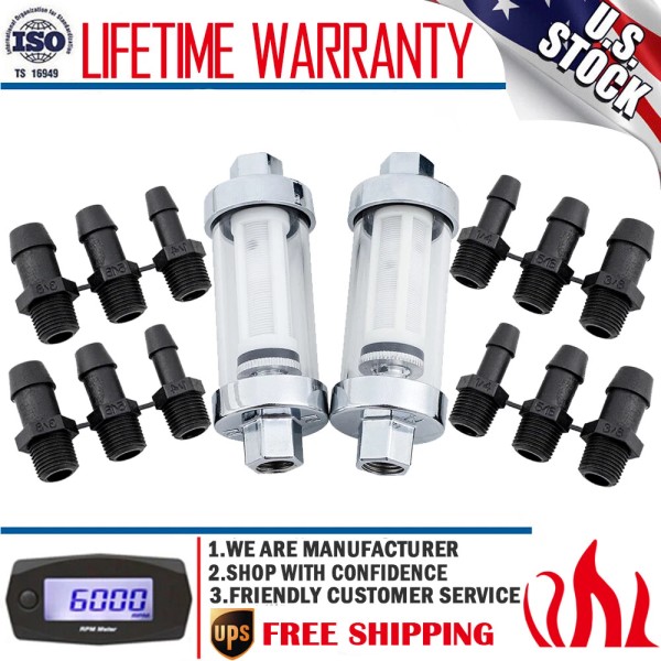 Precision Auto Labs 2PCS Universal 1/4" 5/16" 3/8" Fuel Filter