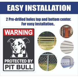 Pit Bull Sign Warning Protected By Pitbull Beware of Dog Dogs Metal  9"x12"