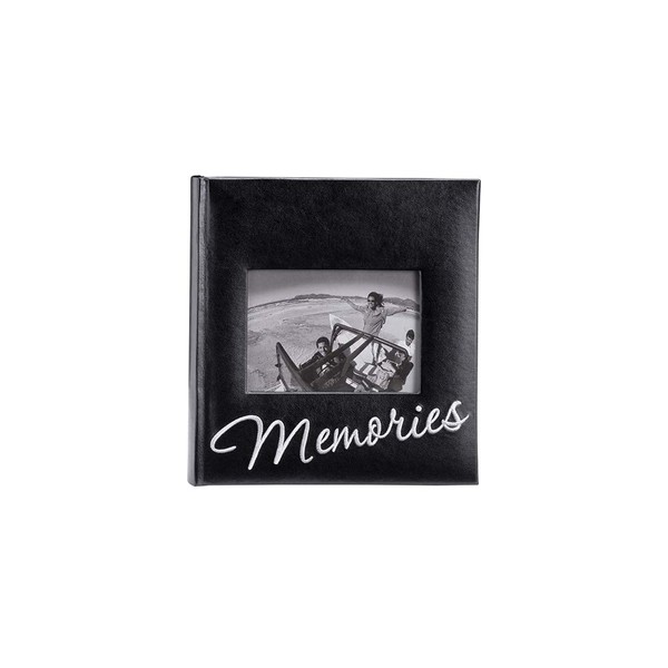 Malden International Designs Memories Cursive 2-Up With Memo Space Photo Album, 160-4x6, Black