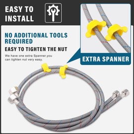Faucet Supply Lines, 39" Braided Nylon Faucet Hose Connector for Bathroom Kitchen Sink Faucet 9/16" Comp x 1/2" Comp 2Pcs (1 Pair)