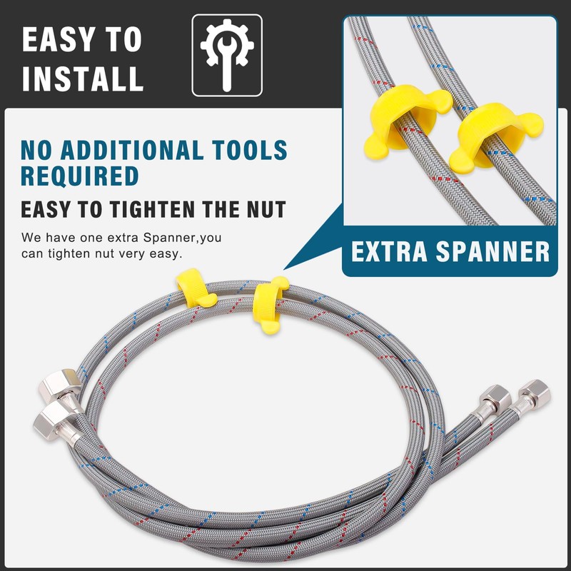 Faucet Supply Lines, 39" Braided Nylon Faucet Hose Connector for