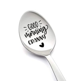 Nana Granny Gift for Grandma from Grandson Granddaughter Good Morning Granny Spoon for Grandmother Grandmom Christmas Birthday Gifts for Grandmama Grandmommy Nana Coffee Spoons