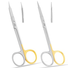 Goldman Fox Scissors Suture Straight and Curved Scissors 13 cm Surgical Scissors Set of Two (Super Cut Serrated Blade) for Cutting Gingival Tissues | Premium Quality Japanese Stainless Steel