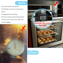 Hotloop Oven Thermometer Resistant 300°C - Digital Kitchen Barbecue Thermometer Temperature Probe Oven Proof for Baking, Pizza, Meat, Oil, Milk, Deep Frying