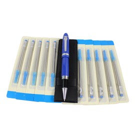 Abcsea 1 Stücke Schwere Große Roller Kugelschreiber 159 Und 10 Stücke Blaue Tinte Kugelschreiber Refill, Spirale Kugelschreiber Refills Mit Abdeckung, Blauen Stift Und Blau Spiral Refills (0,7mm)