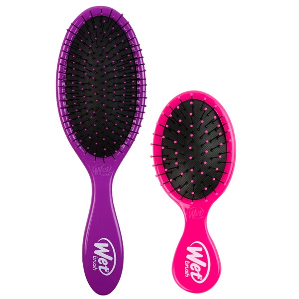 Wet Brush Original Detangler and Squirt Hair Brush Combo, Purple and Pink
