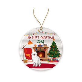 Yanashop88 Great Pyrenees Christmas Ornament | Great Pyrenees's First Christmas | Dog Ornament | My First Christmas Dog | Pet Christmas Ornament | Christmas for Dogs Both Sides, White