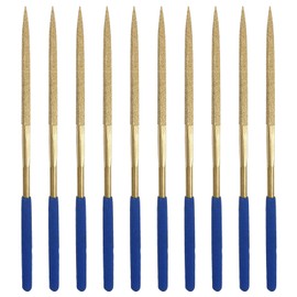 FOCMKEAS 10 PCS Diamond Needle File (4mm x 160mm,150 Grit) Titanium Coated Mini Metal Files Square Files for Precision Metal File Work Miniature DIY Jewelers/Glass/Ceramic