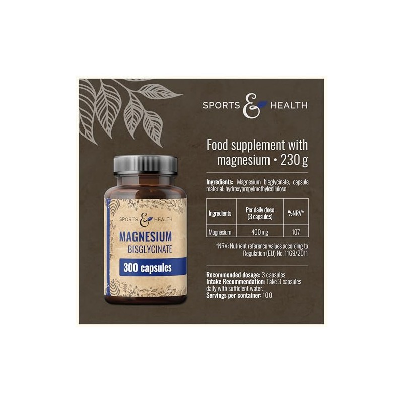 Chelated Magnesium glycinate Capsules - 300 Magnesium bisglycinate Capsules