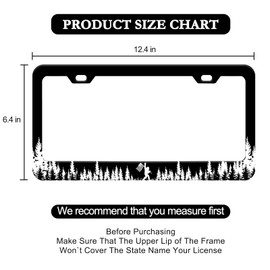 Forest Bigfoot License Plate Frame - American Flag Black Forest Cool Metal License Plate Frames Holder Covers, Rust-Proof Waterproof Car Decorative Tag Frames for Standard Us 12x6 Inch