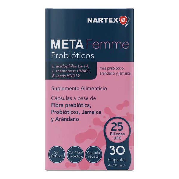 Meta Femme Nartex Wellness 30 Caps 25 Billones UFC Prebiticos