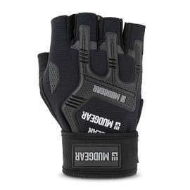 MudGear OCR Gloves - Weight Training Gloves with Wrist Wrap Support and Palm Protection for Men and Women - Gym Workout Gloves for Weightlifting, Training, Fitness, Exercise,Climbing (Black/Medium)