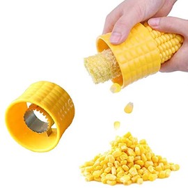 Aeyistry 1 Piece Stainless Steel Cob Corn Stripper Corn Remover Stripping Tool Manual Corn Threshing for Removing Kernels from Fresh Corn(Yellow)