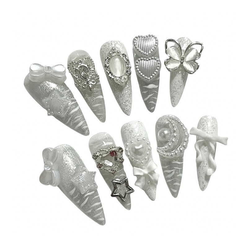Shimmer y2k handmade nail tips - square (length - parts