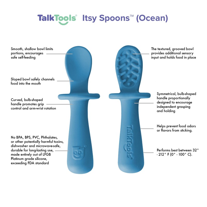 TalkTools ITSY Tiny Silicone Spoons – Twin Pack Soft Silicone