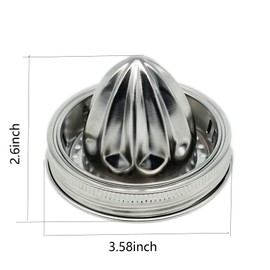 Easy Use Hand Fresh Juicer Lid for 3.38 Inch Wide Mouth Mason Jar. Hand Squeezer Top For Citrus Lemon Orange 304 Stainless Steel, No Jar QurHapzy（2 Pack）