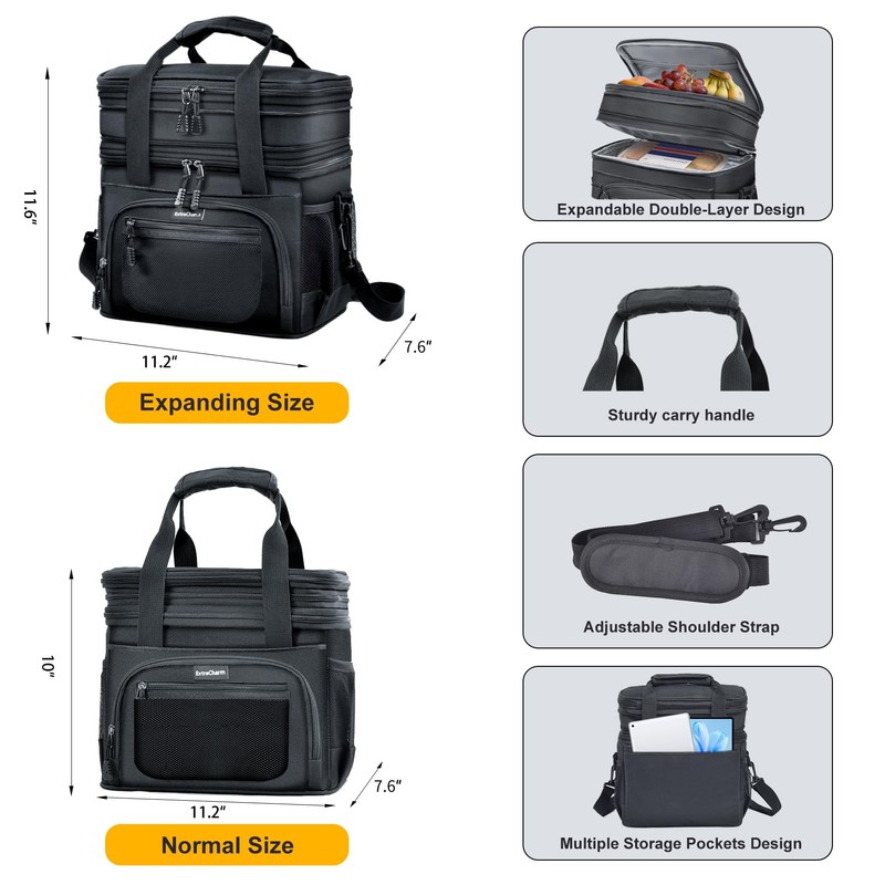 ExtraCharm Lunch Box for Men/Women Adults - Insulated Large Double