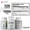 Folate 1000mcg (L-Methylfolate) 120 Capsules, 5-MTHF Active Form of Folic