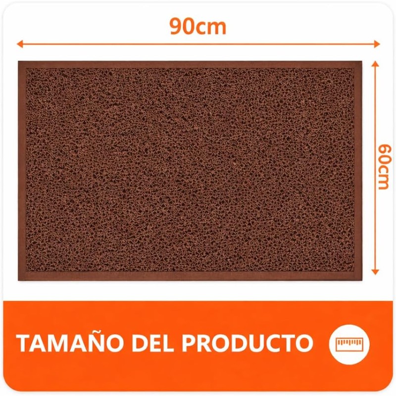 Genérico Tapete Liso 90 X 60 Cm Atrapa Polvo (Brown,
