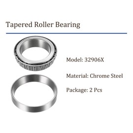 Kozelo 2pcs 32906X Tapered Roller Bearing - [30mm x 47mm x 12mm] Chrome Steel Bearing Cone and Cup Set for Conveyor System Use