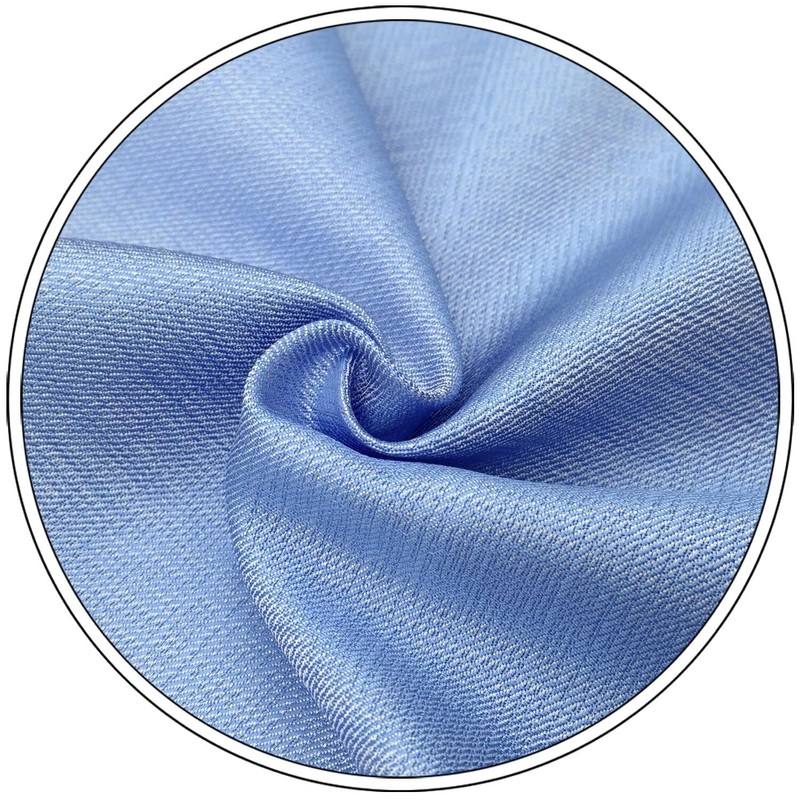 Shlax&Wing Men's Fashion Long Tie Thin Blue Solid Silk Long