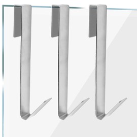 Zorfeter 7 Inch Extended Over Shower Door Hook, Stainless Steel Heavy Duty Shower Hooks Drilling-Free Towel Hooks for Bathroom Frameless Glass Shower Door - 3 Packs