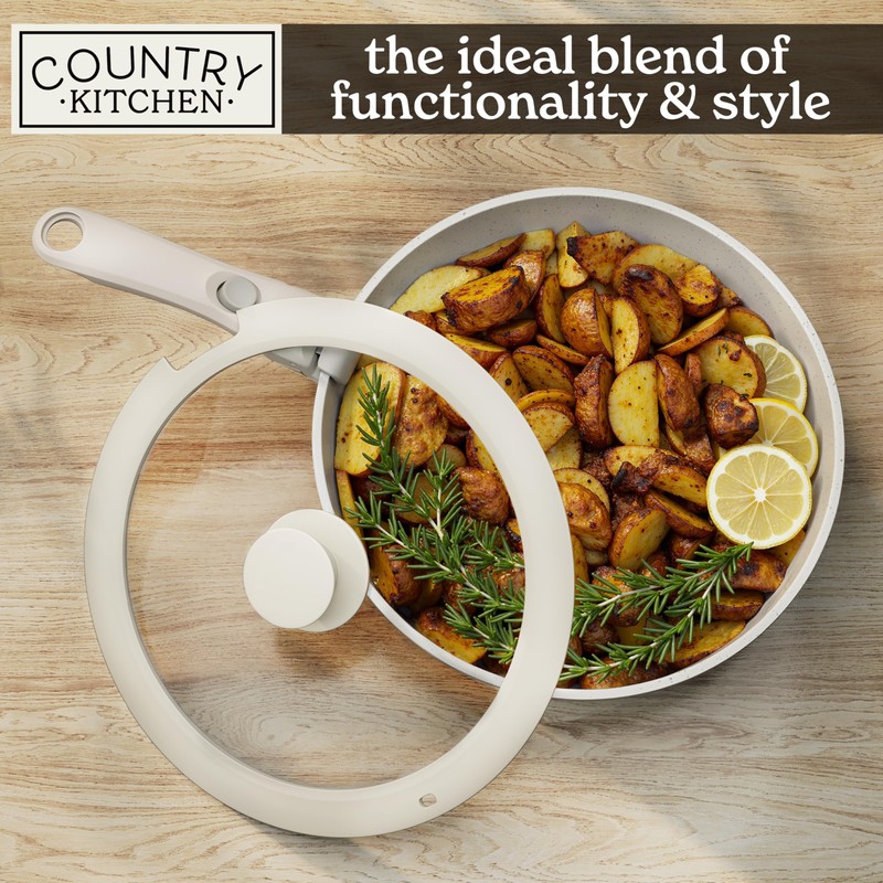 Country Kitchen Cookware Set with Removable Handle, Oven & RV