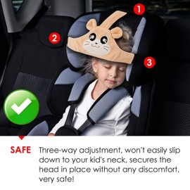 MINGZE baby car seat head support, car safe and comfortable sleep positioner, adjustable safety seat fastening strap, protector headrest neck support for children baby