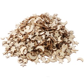 Wooden Moon Star Cutout, Cutout Wood Slices, 1000 Unfinished Decorative Pieces for Birthday